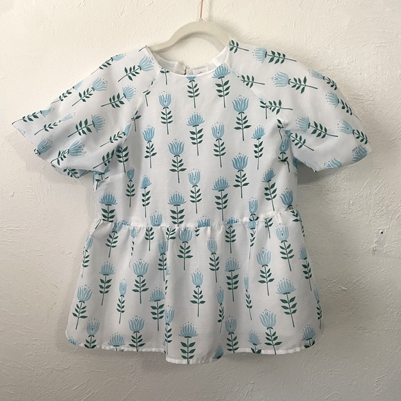 j. marie Tops - J Marie Cotton Peplum Top with Puff Sleeves NWT